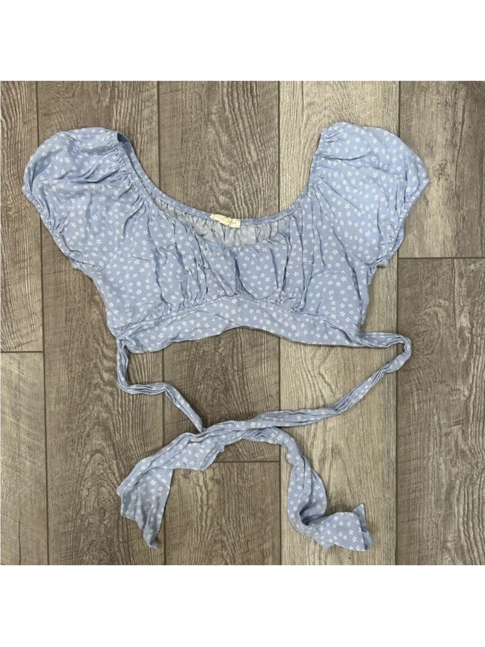 L.A. Hearts Light Blue Floral Tie-Front Crop Top